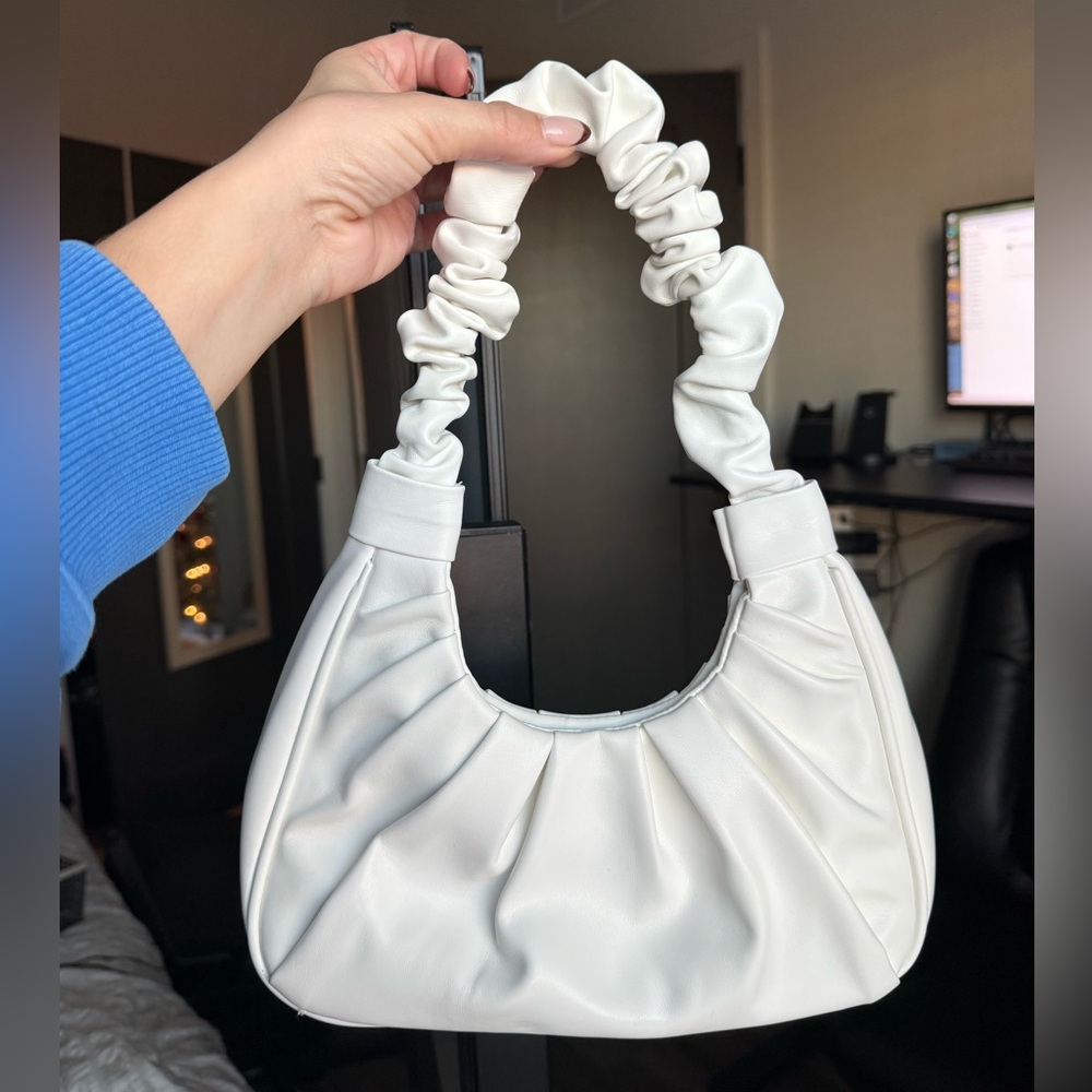 Amazon White Ruched Shoulder Bag